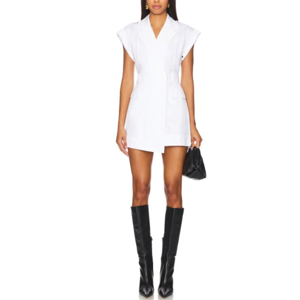 A.L.C. 'Ryan' Cotton/Linen Utility Wrap Mini-Dress, Off-White